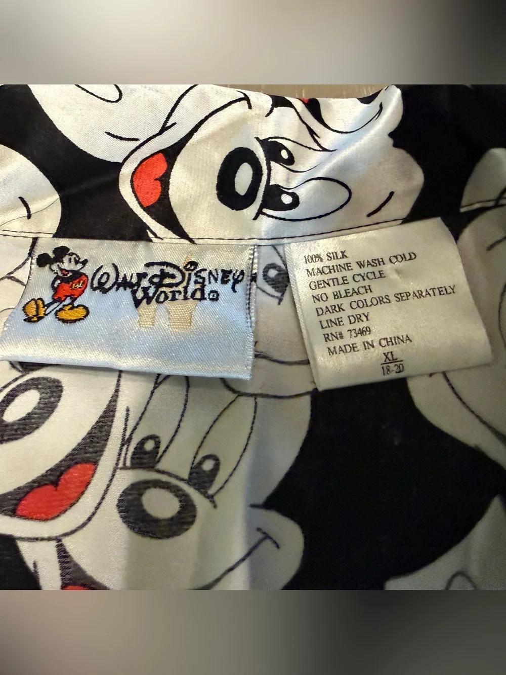 Vintage Disney Mickey Mouse Silk Pajama Short Set XL Disney Adult Y2K - Picture 5 of 5